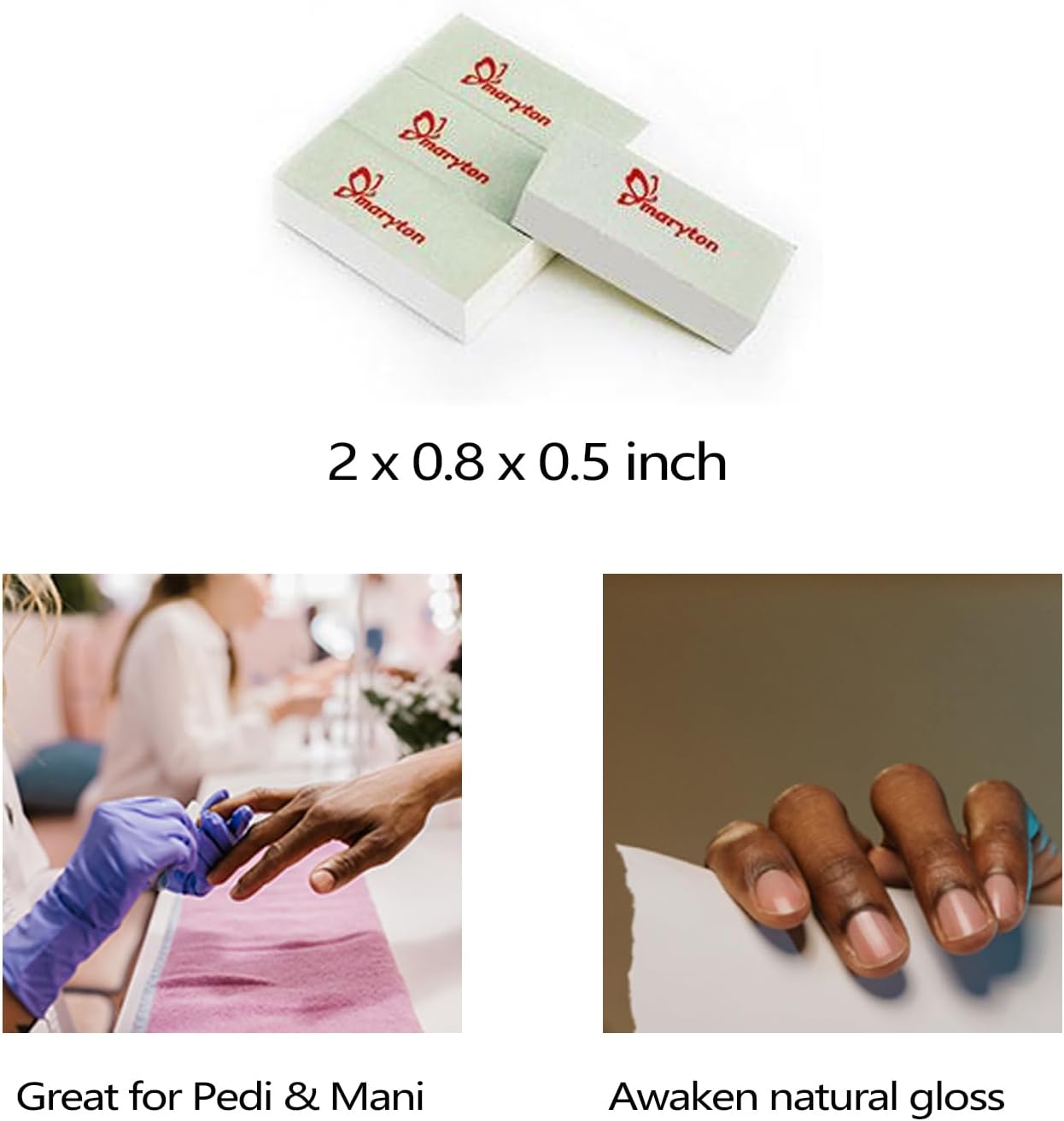 Maryton Mini Nail Buffer Blocks, Disposable Nail Shine Buffers Kit - Green Side for Buffing, White Side for Shinning, 36 Count