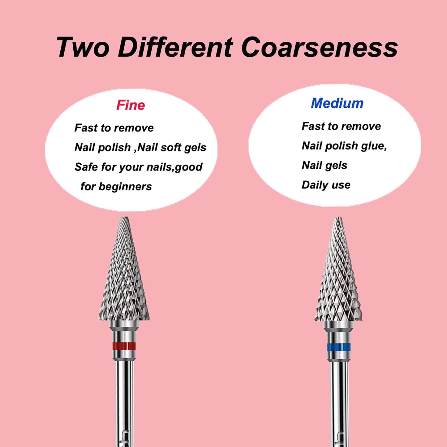 3pcs Nail Drill Bits Safety 3/32”Professional Acrylic Nail Carbide Tapered Nib Bit for Cuticle Dead Skin Remover,Multifunction Drill Bit for Nail Gel Polishing,Manicure Pedicure
