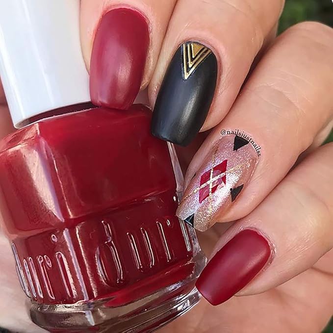 duri Nail Polish, 730 Pisces, Burgundy Garnet Red, Full Coverage, Glossy Finish, 0.45 Fl Oz