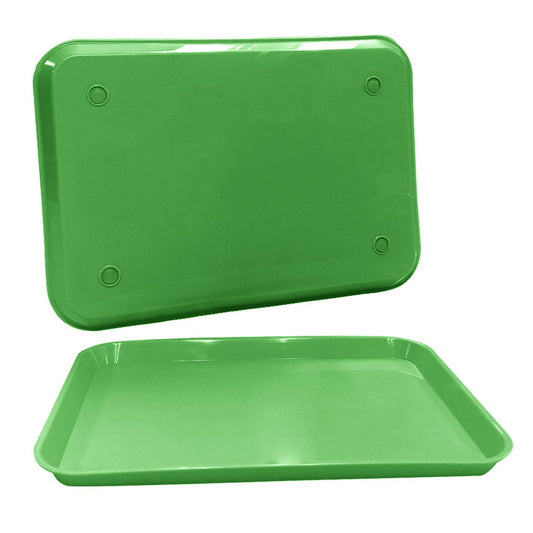 12 Green Dental Autoclavable Plastic Instrument Set Up Flat Trays (13.25 Inches x 9.75 Inches, Size B) by PlastCare USA