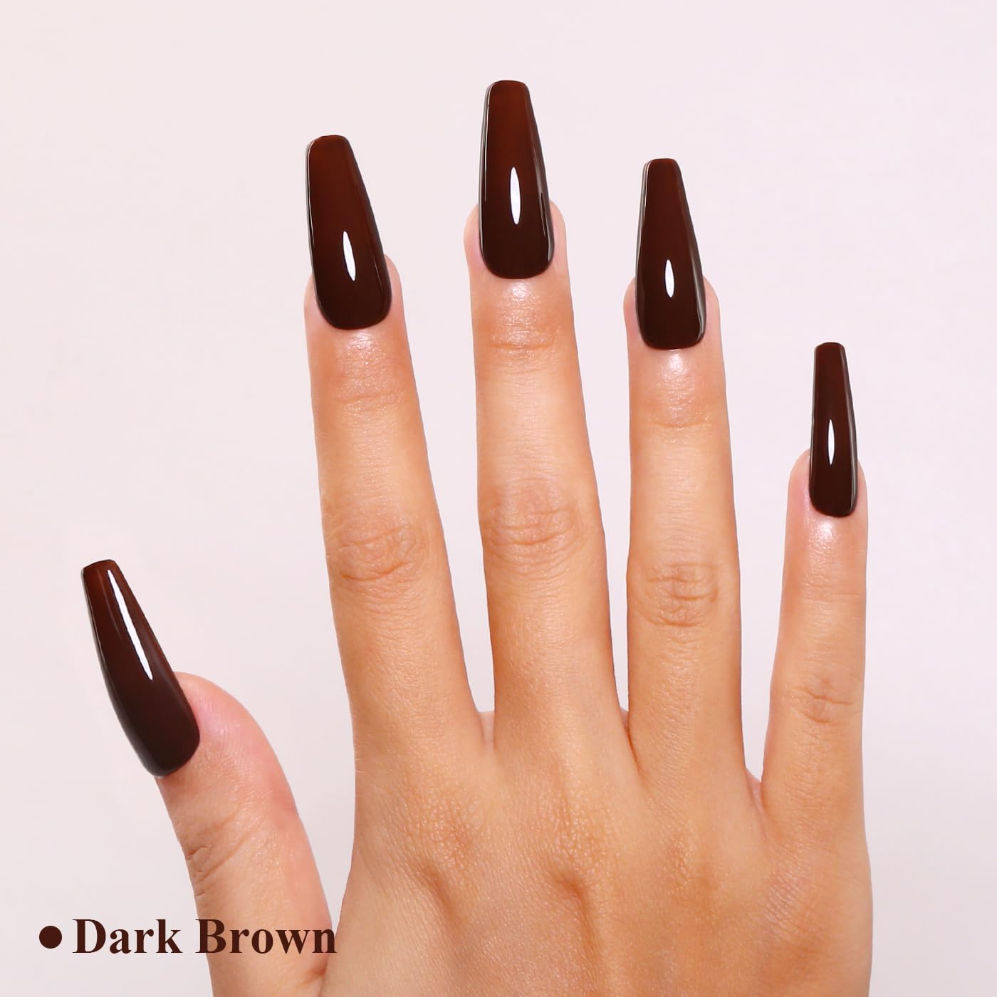 Imtiti Brown Gel Nail Polish, Dark Brown Gel Polish High Gloss Soak Off UV LED Autumn Winter Art Manicure Salon DIY Design 10ML