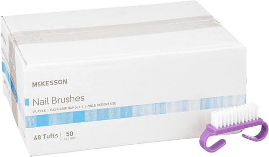 McKesson Nail Brush, Easy Grip Handle, Single Use/Disposable, Purple, 50 Count