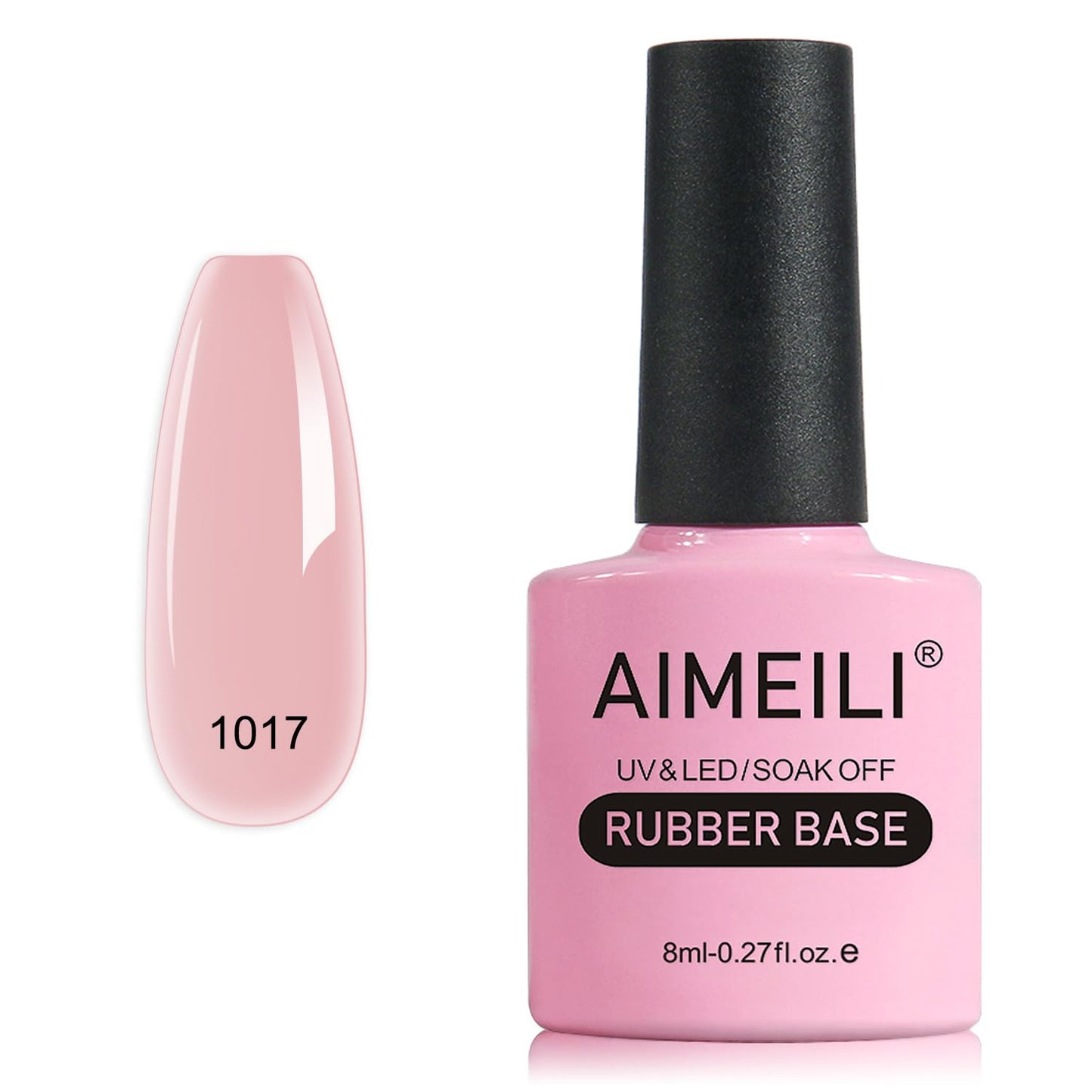 AIMEILI Rubber Base Gel Nail Polish, Hema Free, Cruelty Free, Vegan, Builder Nail Gel Base Coat Soak Off Nail Art Design - RB1017 8ml