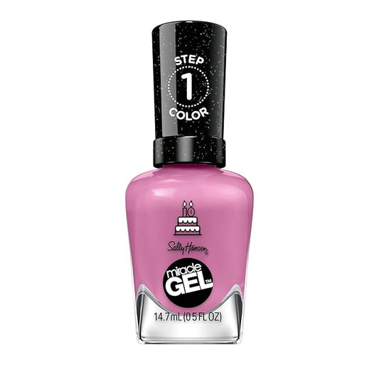 Sally Hansen Miracle Gel Salon Quality Nail Polish | Gel-Like Formula, Two-Step System, No UV Light Needed, Long Lasting | Opaque, Glossy | 530 Figgin' Love Hue | Pink Purple Nail Color