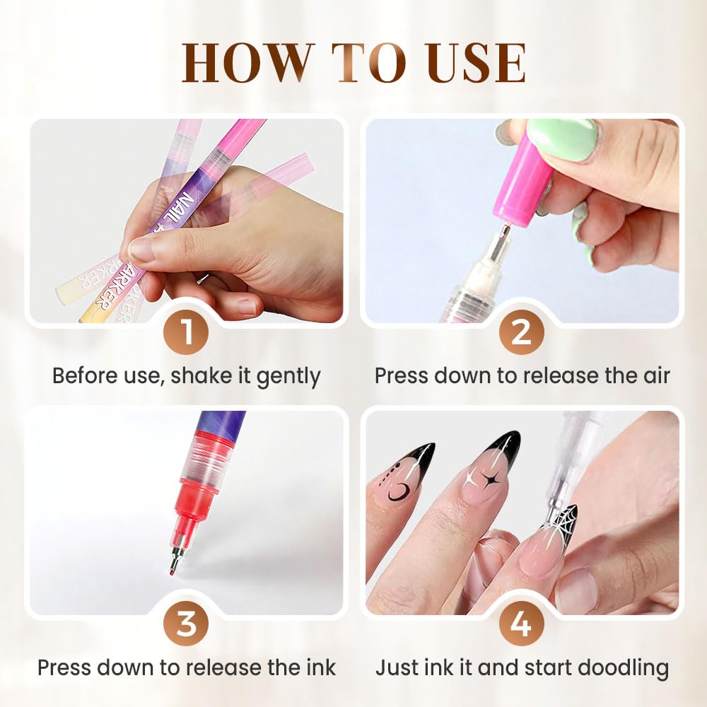 12 Colors Nail Art Pens Set, 2025 New Nail Art Markers for Gel Nails, DIY Nail Art Marker Drawing Painting Liner Pen, Nail Art Tools for Graffiti Dotting Drawing Painting Point Liner DIY (1 Set)