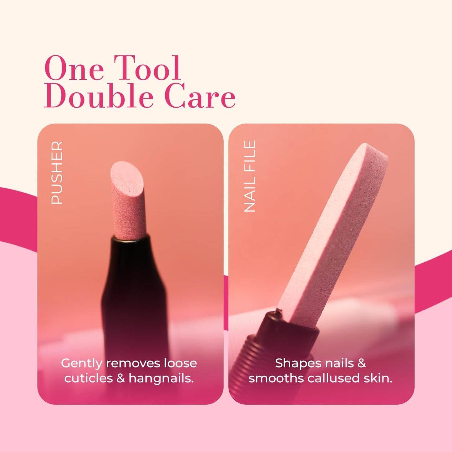 Ceramic Pusher Files for Nails, Manicure Fingernail Files with Cases, Professional Precision Filing Cuticle Remover, Manicure Stick, 2 Pieces