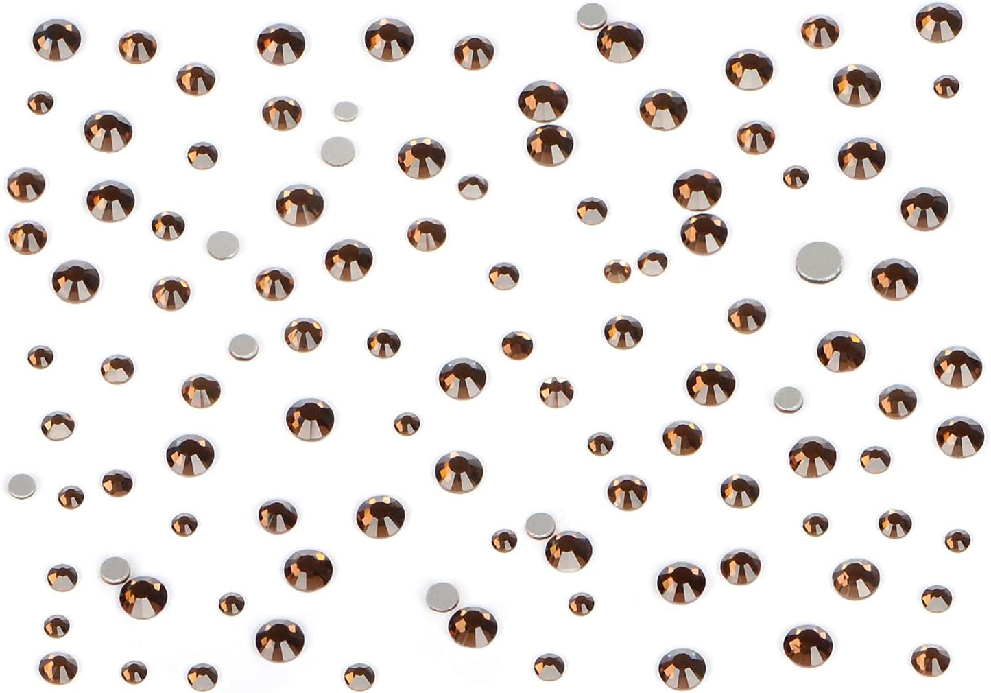 Bymitel 7200 Pieces 6 Mixed Sizes Glue Fix on Glass Rhinestones Round Crystal Gems Flatback for DIY Jewelry Making with one Picking Pen(6-Sizes 7200PCS, Smoked Topaz)