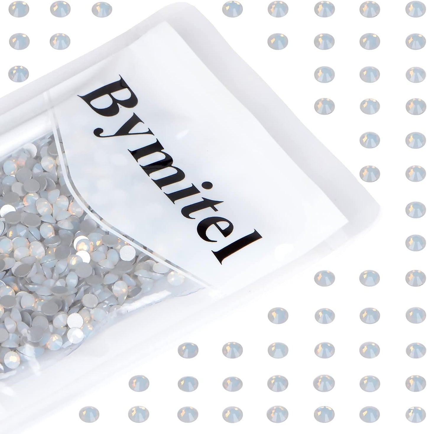 1440PCS Art Nail Rhinestones Non Hotfix Glue Fix Round Crystals Glass Flatback for DIY Jewelry Making with one Picking Pen (ss20 1440pcs, White Opal)