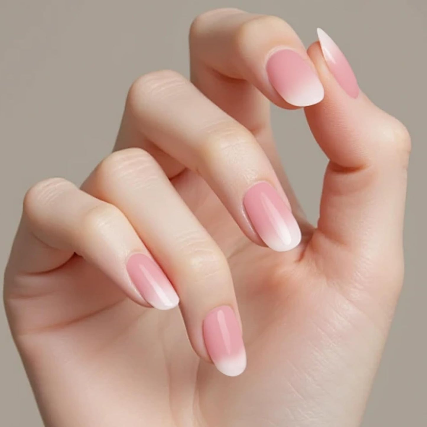 Semi Cured Gel Nail Strips-Salon Quality Semi-Cured Gel Press On Nails Stickers Quick DIY Nail Art Manicure Kits for Women at Home,Works with Any UV/LED Lamps(Peach Latte)