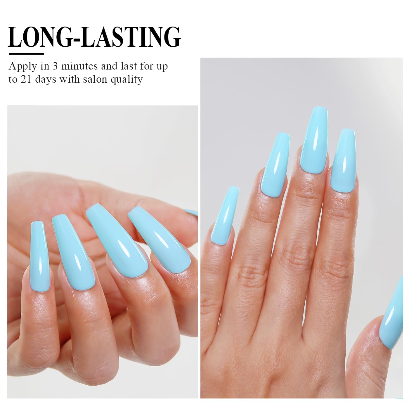 Imtiti Pastel Gel Nail Polish, Pastel Blue Gel Polish High Gloss Soak Off UV LED Nail Gel Polish Spring Summer Art Manicure Salon DIY Design 10ML
