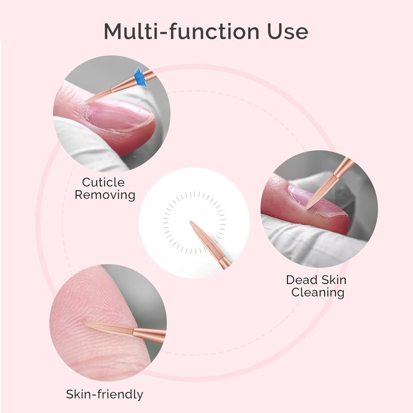 MelodySusie Flame Hexagon Nail Drill Bit, Professional Safety Carbide Under Nail Cleaner for Cuticle Dead Skin Nail Prepare, Two Way Rotate, Manicure Nail Salon Supply, M, Rose Gold