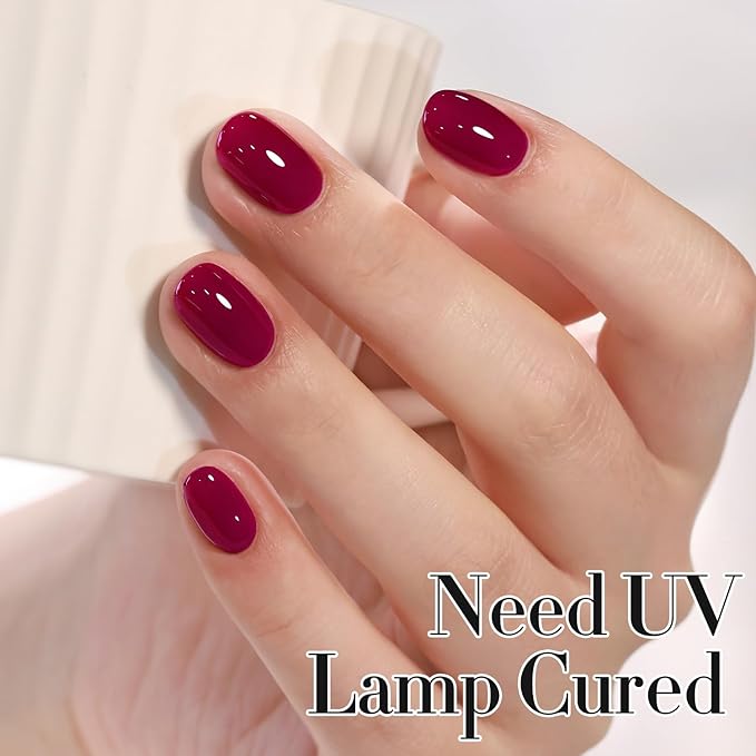 Double Rhythm 0.50 OZ Gel Polish Hema Free Same Color Same Bottle Golden Round Translucent Neutral Natural Milky 15 ML Jelly UV Polish Art DIY at Home (Purple Red-C1562)