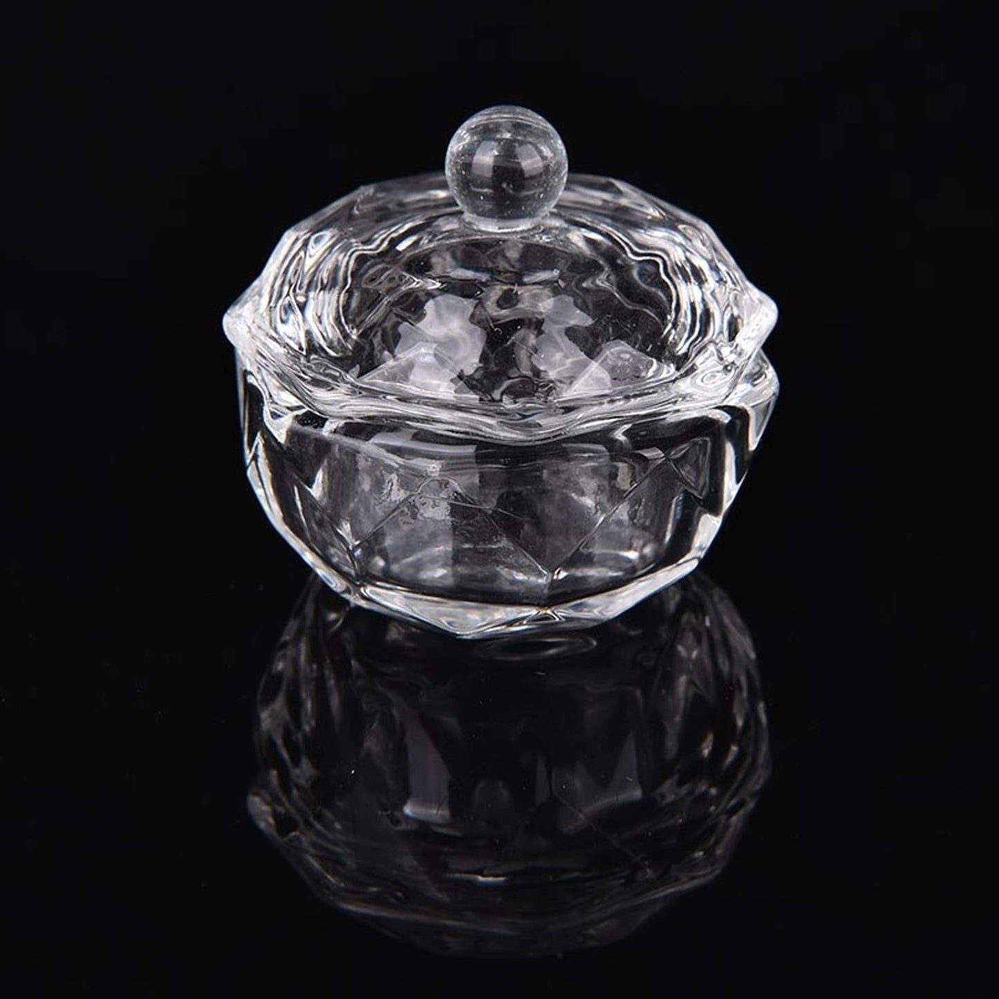 Karlash Nail Art Acrylic Liquid Powder Dappen Dish With Lid Clear Glass Crystal Cup Glassware Tools Glass Dappen Dish Nail Crystal Bowl Glass… (Pack of 2)