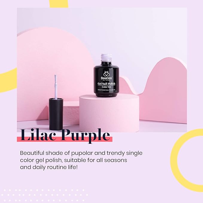 beetles Gel Polish 15ml Lilac Purple Nail Gel Soak Off Uv LED Nail Lamp Gel Polish Nail Art Manicure Salon DIY Home Solid Color Gel Gift for Women Girls