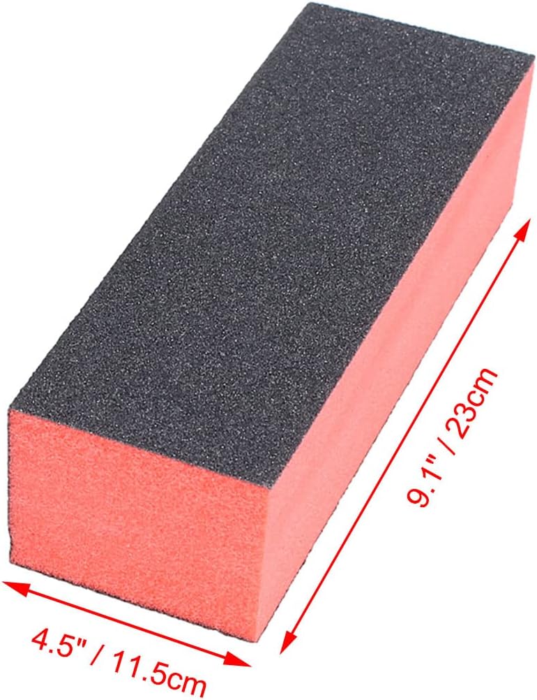 uxcell Sponge Nail File and Buffer Set, 4 Way Nail Buffer Sanding Block Manicure File Polishing Smooth Tool Kits, 10 PCS Nail Buffing Grinding Polisher File for Salon Home Use, Black Red