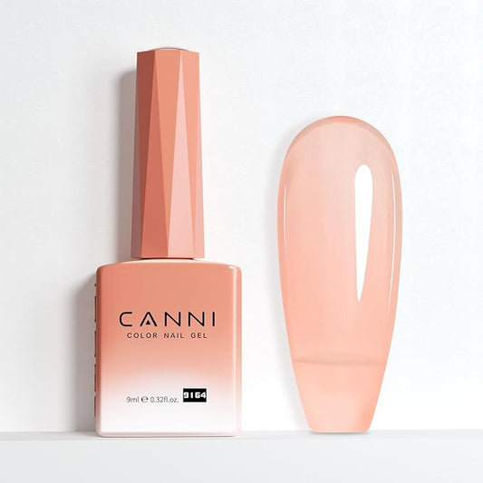 CANNI Jelly Clear Pink Gel Nail Polish, 1Pcs Jelly Nude Pink Gel Polish Sheer Clear Light Pink Gel Polish Translucent Color Nail Polish Gel Soak Off U V Gel Nail French Nail Manicure Salon DIY