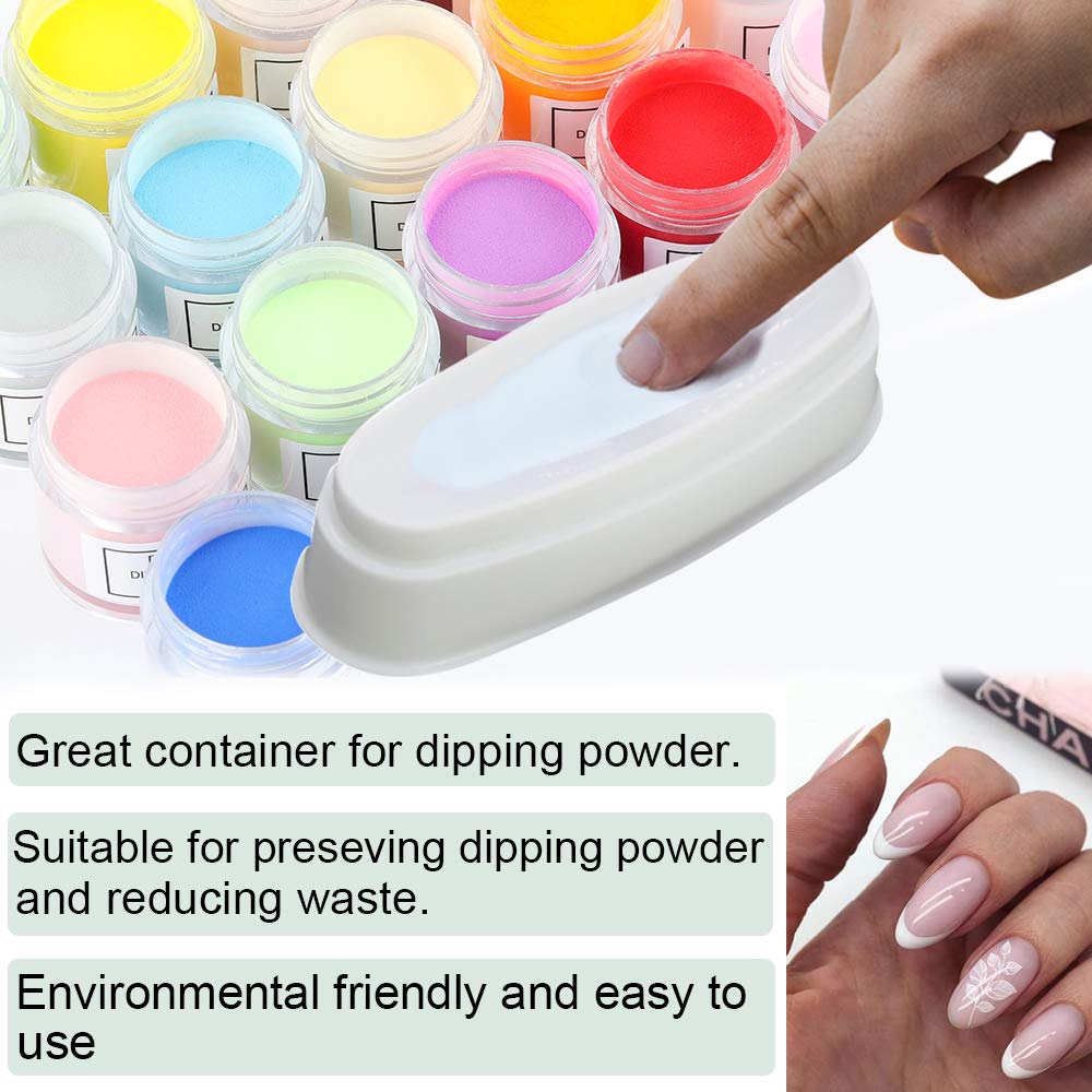 EBANKU Dip Powder Tray, French Nail Dip Tray Nail Dipping Powder Container Tray with Dip Powder Brush