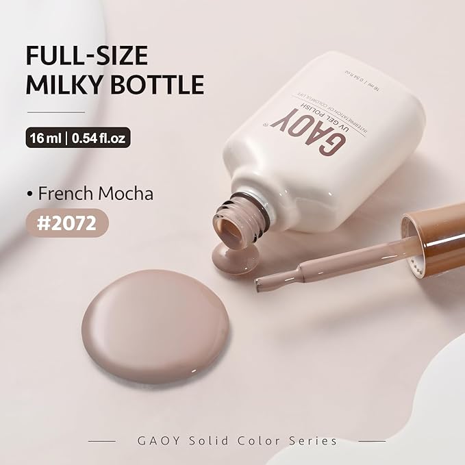 GAOY Brown Gel Nail Polish, 16ml Soak Off Gel Polish, UV Light Cure for Nail Art DIY Manicure at Home, 2072 French Mocha