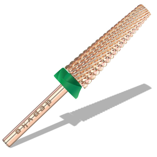 Depvko Super Long 5 in 1 Nail Drill Bits, 3/32'' Carbide Tungsten Bits, Two Way Rotate Professional Advanced Safety Bits for Nail, Fast Remove for Manicure Pedicure (Long 5in1-Rose Gold, Coarse-C)
