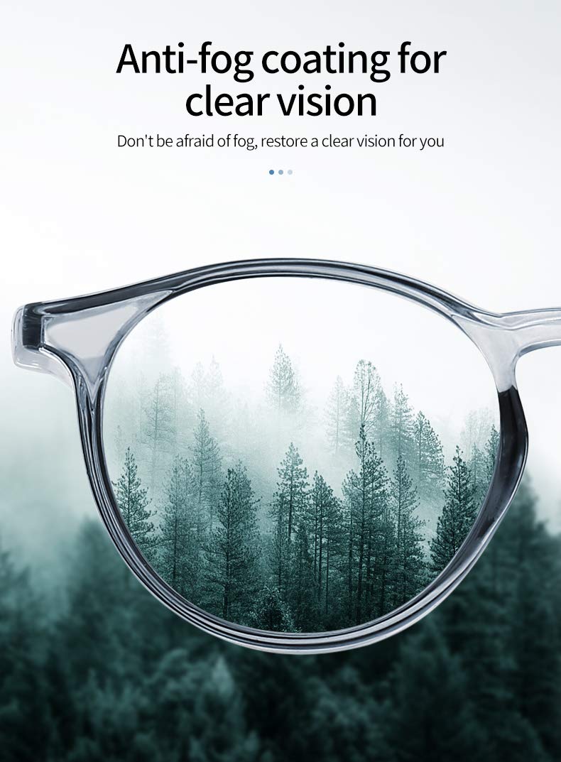 Alsenor Safety Glasses Anti Fog Goggles Protective Eyewear Blue Light Blocking Anti Dust UV Protection Glasses For Men Women (Round-Transparent)