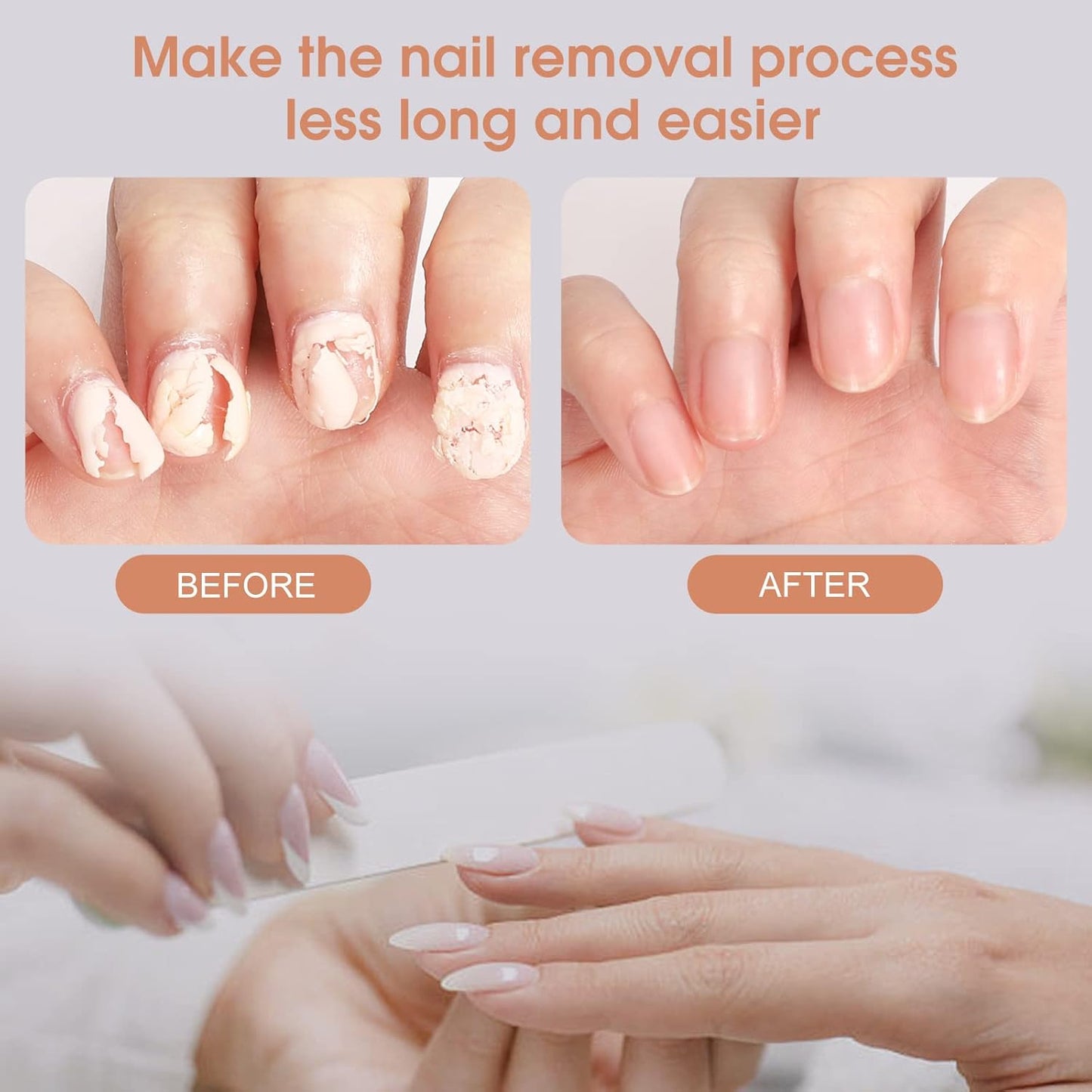 Acetone-Free Gel Nail Polish Remover 2 Pack 15ml – 3-5 Minute Soak Off for Gel Nails, No Soaking or Wrapping Needed, Home Use