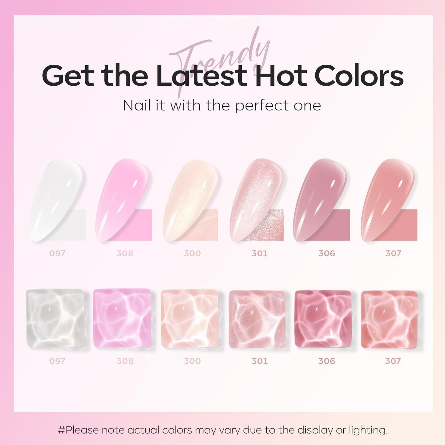 modelones Jelly Nail Polish Set 6 Colors, Milky White Pink Sheer Nude Quick Dry Mini Nail Lacquer Kit, Translucent Clear Transparent Peach Shimmer Manicure DIY Nail Art Spring Gift for Women Girls