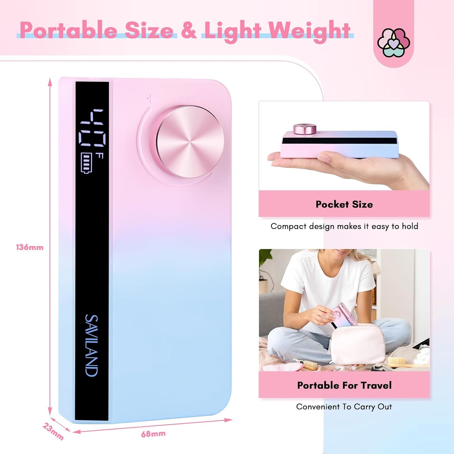 SAVILAND Advance Nail Drill Professional: 40000 RPM Upgrad E File 2025 Digital Pro Electric Cordless Fast Remover Anti-Shaking | Manicurist Nail Salon Superior Compactible for Acrylic Nails