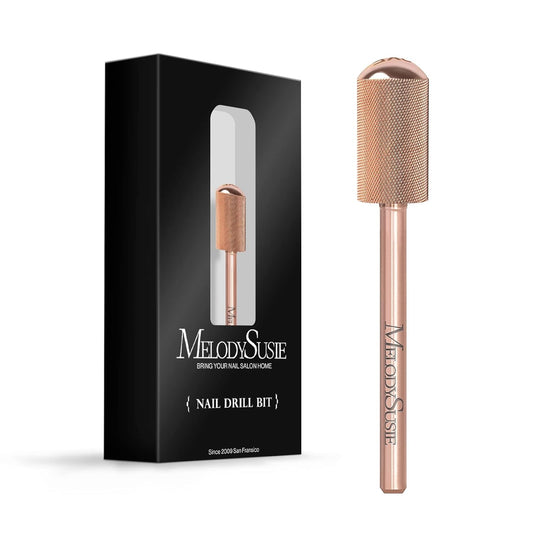 MelodySusie Safety Nail Drill Bits, 3/32'' Smooth Round Top Large Barrel Carbide Bits, Suitable for Manicure Pedicure Cuticle Gel Polishing, Beginners Bits, Rose Gold, Series Bit-S, Double Fine