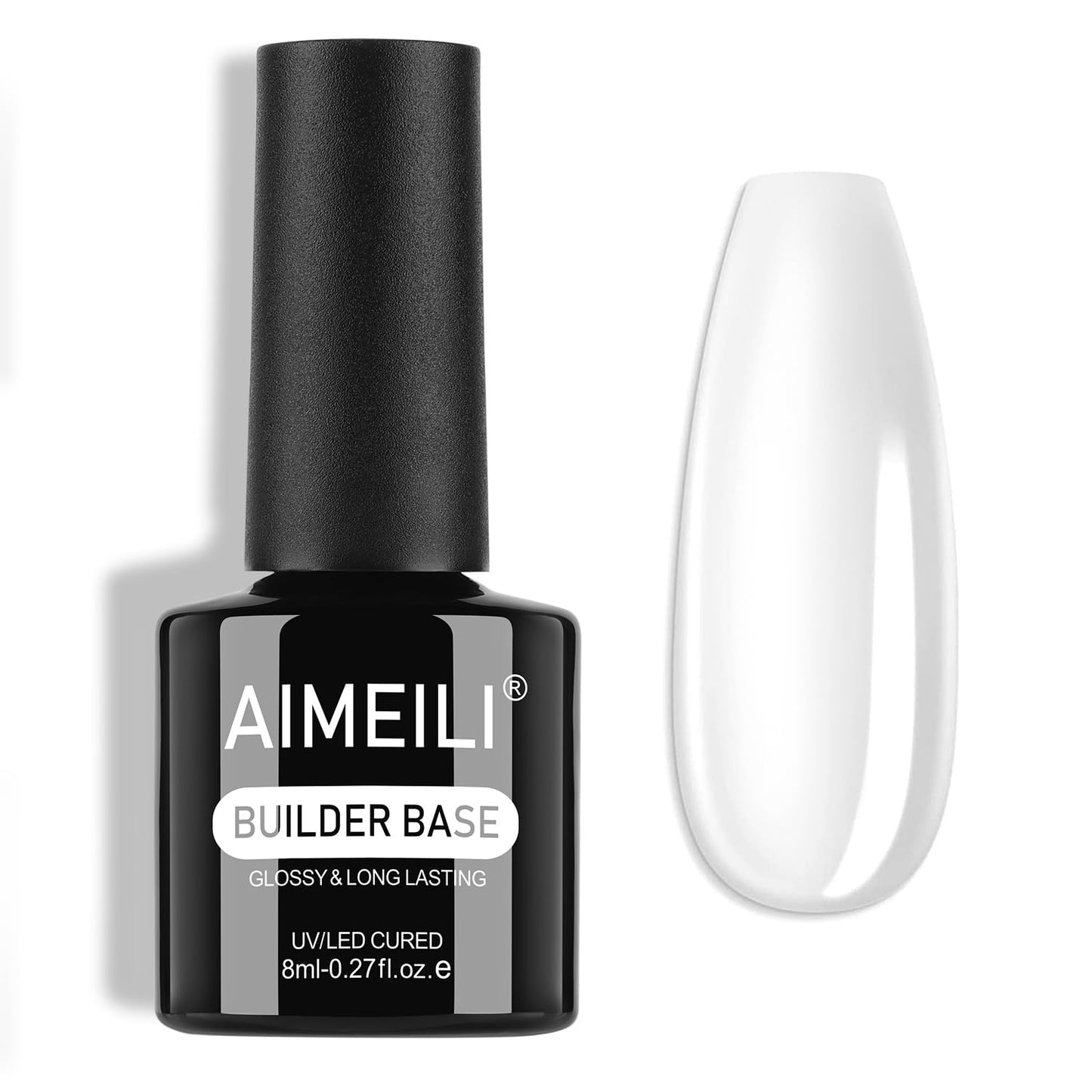 AIMEILI Builder Nail Gel, Hema Free, Cruelty Free, Vegan, Clear Nail Strengthener Enhancement Building Rubber Base Coat for Manicure 8ml