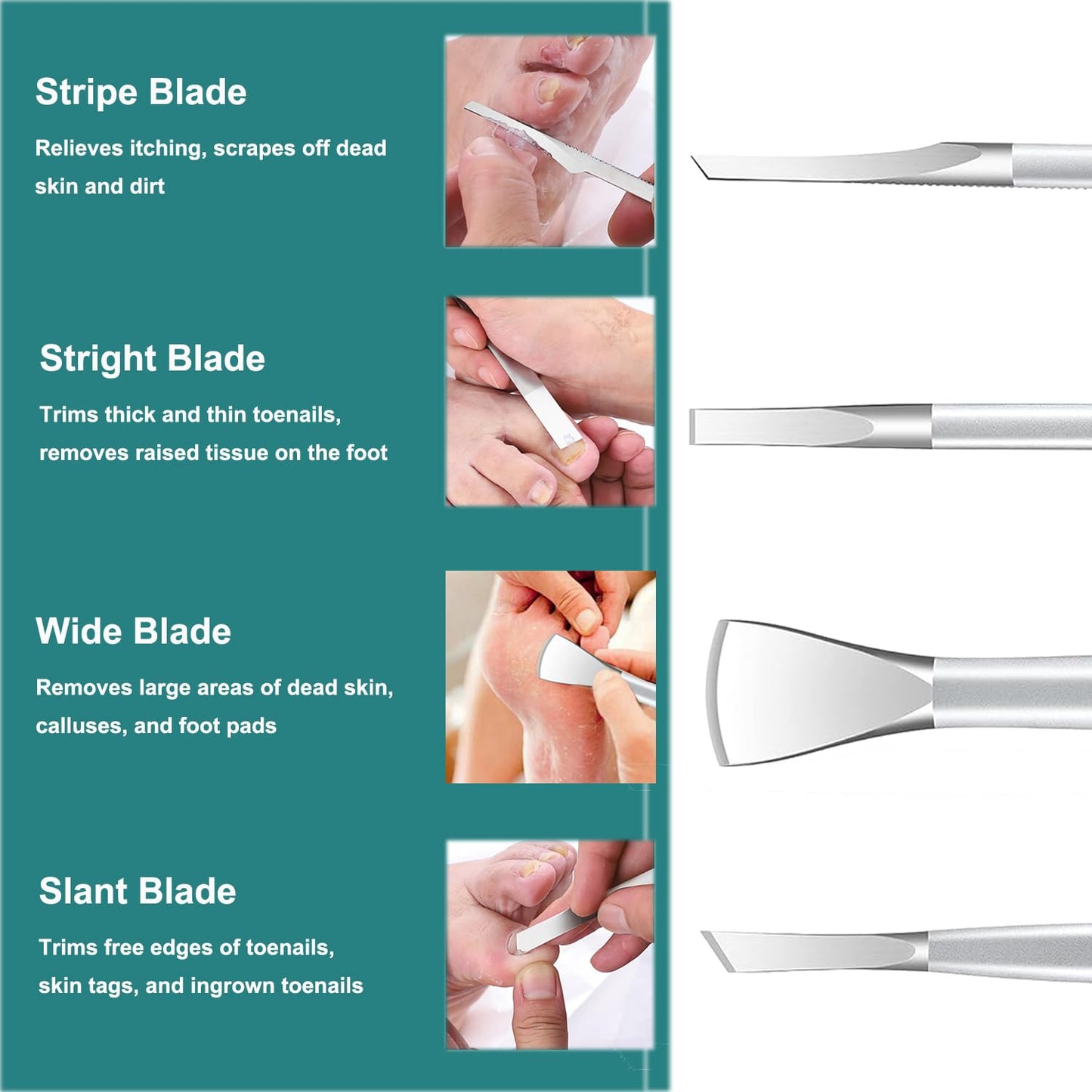 Ingrown Toenail Removal Kit, Pedicure Tools Kit Professional Knife Set Stainless Steel Ingrown Toenail Tool Foot Care Tools Nail Cuticle Remover (4 Pcs Set)