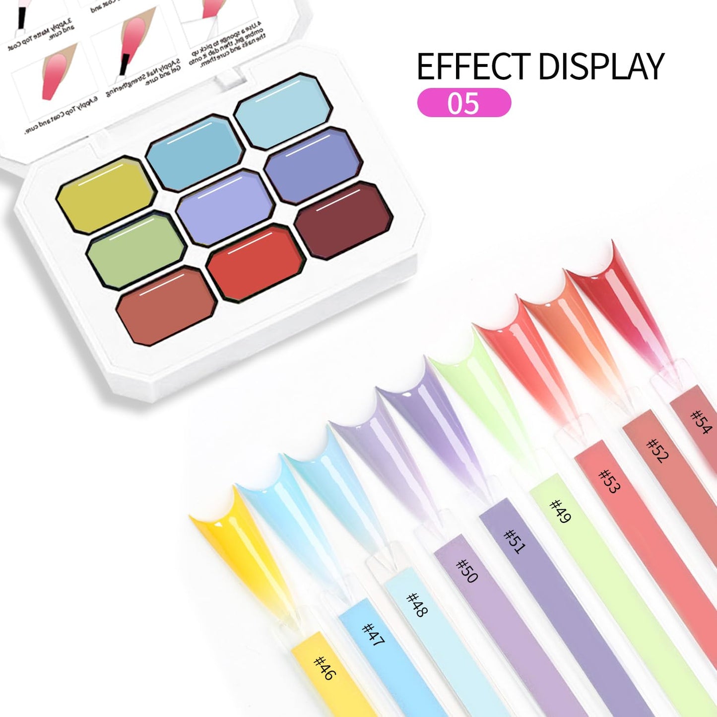 Ombre Gel Nail Polish Nail Sponges for Ombre 9 Series Colorful Blush Effect Gradient Painting Gel for Ombre Nails Multistyle French Manicure Nail Art DIY Home (A5)