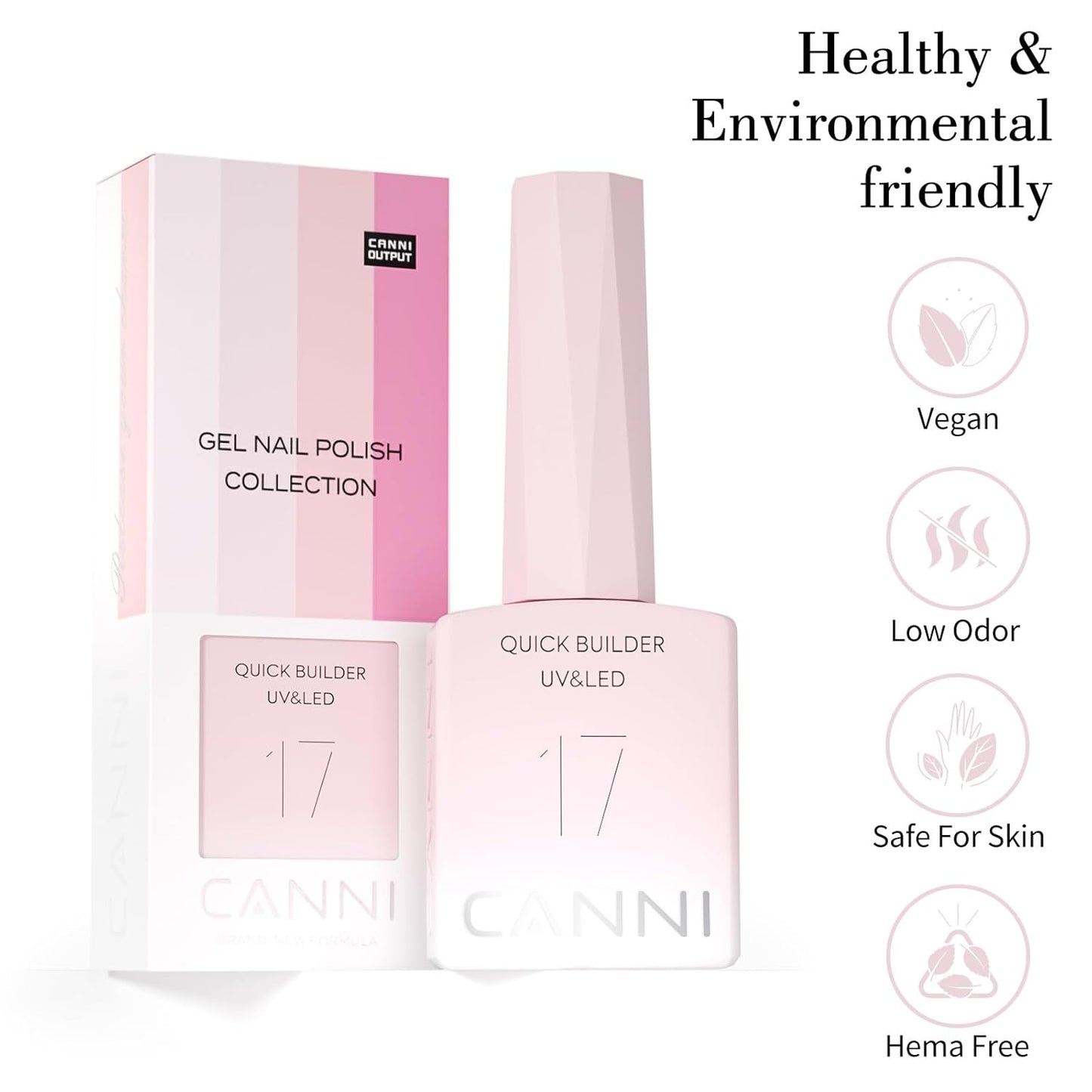 CANNI Quick Builder Nail Gel for Nails – 9ML Pink Soak-Off Nail Strengthening Gel for Apex Building DIY UV LED Manicure