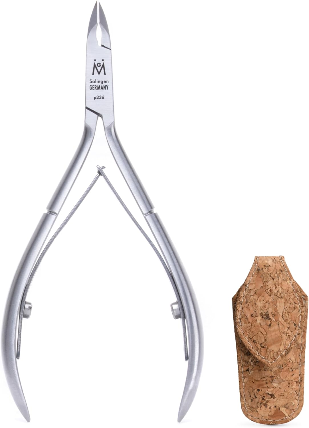 GERMANIKURE Professional Cuticle Nipper in Cork Case, Double Sharpened, Single Spring, Ethically Made in Solingen Germany