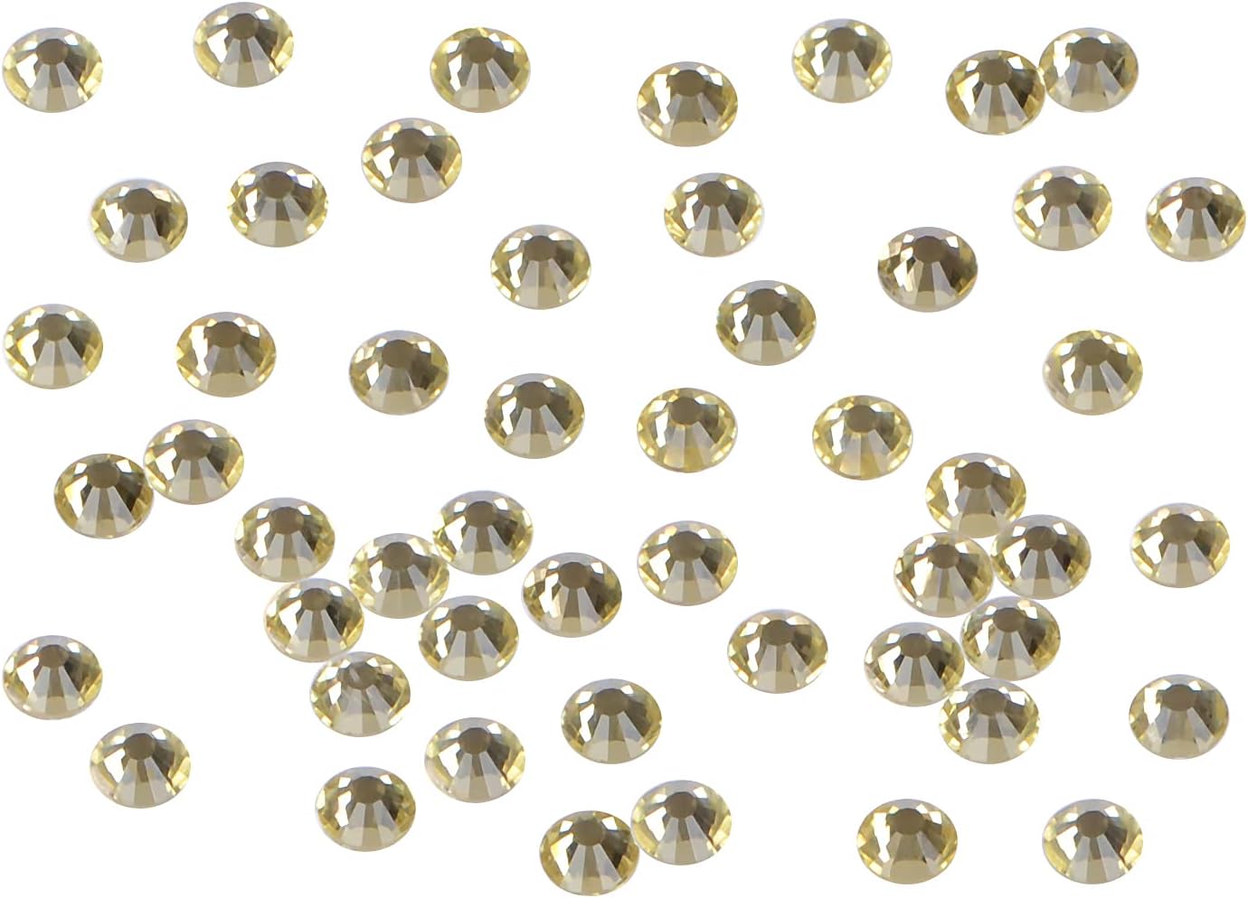 1440PCS Art Nail Rhinestones non Hotfix Glue Fix Round Crystals Glass Flatback for DIY Jewelry Making with one Picking Pen (ss12 1440pcs, Jonquil)