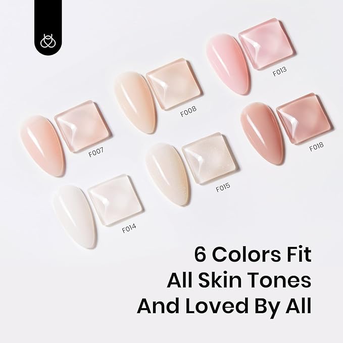 beetles Gel Polish Beetles Rubber Base Gel For Nails 6 Pcs, Builder Nail Aesthetic Nude Colors Pink Gel Polish U V LED Lamp Cure Strengthener Gel All-in-1 Gift