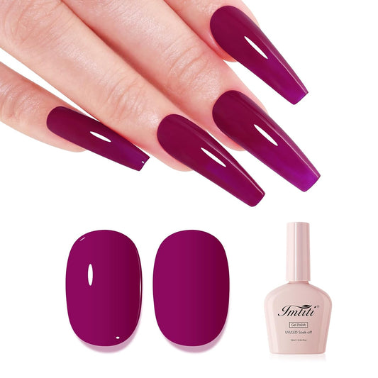 Imtiti Burgundy Gel Nail Polish, Burgundy Red Gel Polish Autumn Winter Soak Off UV LED High Gloss Art Manicure Salon DIY Design 10ML