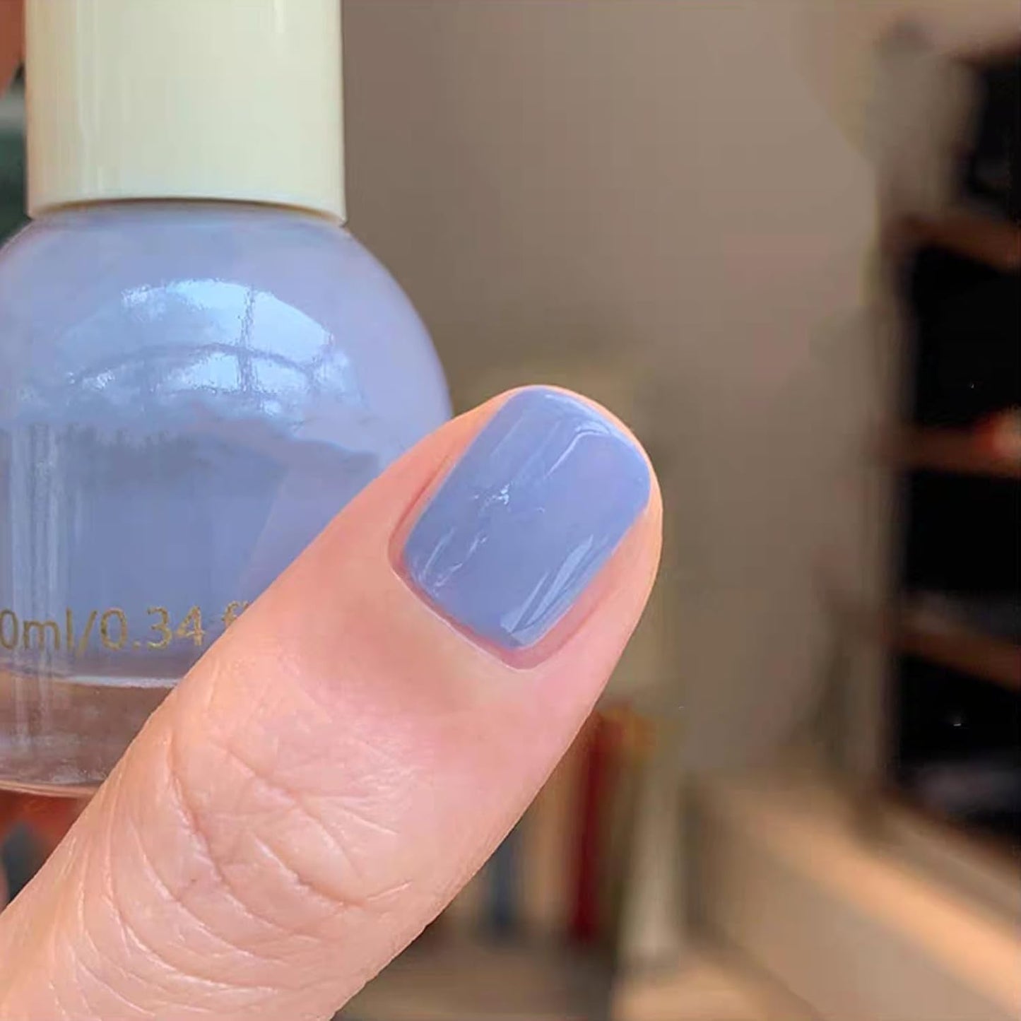 COSMOO Grey Blue Quick Dry Nail Polish, Vegan Chip-Resistant Long-Lasting Nail Lacquer for Nail Art Varnish, 0.34 fl oz (Grey blue)