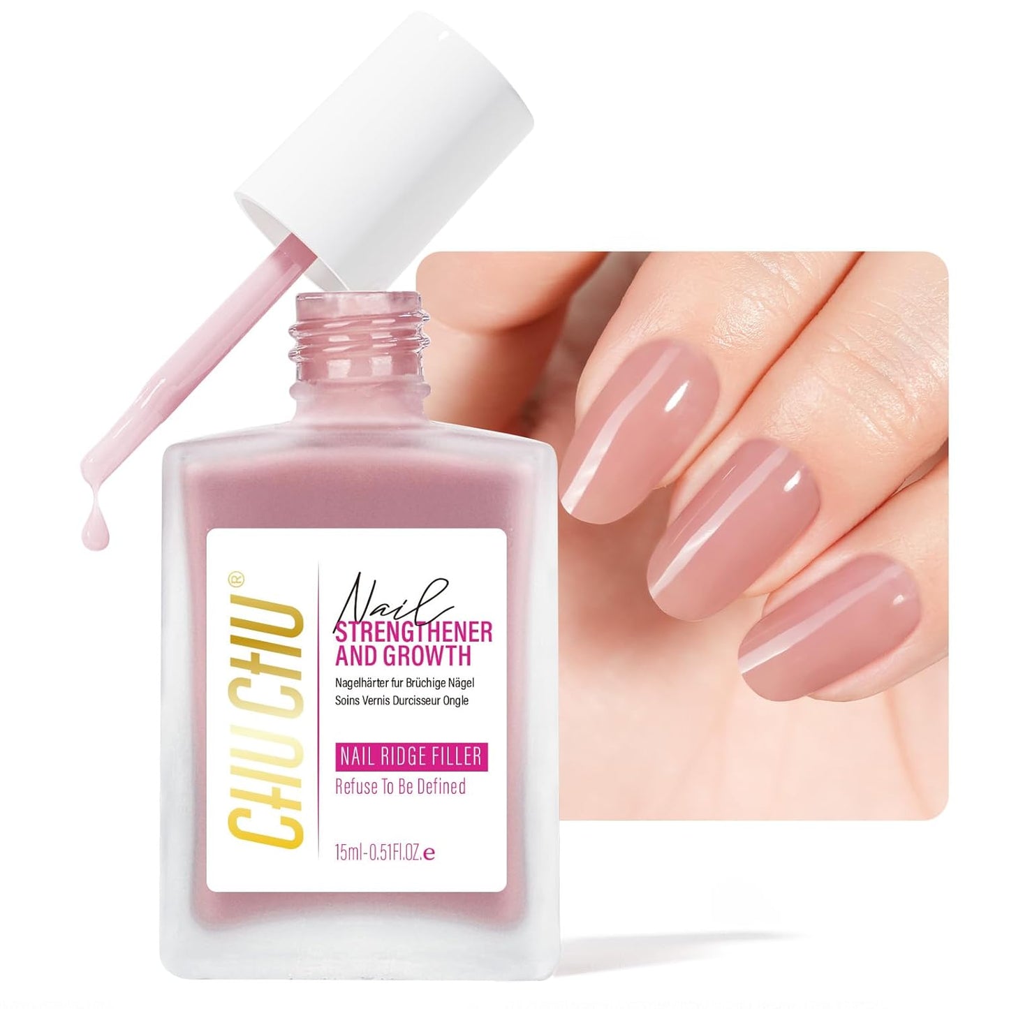 Nail Strengthener for Women: 8 in 1 Natural Nail Hardener Extra Strong and Growth - Dusty Peach Nail Polish Hardener Ridge Filler Concealer for Weak and Damaged Nails 15ml
