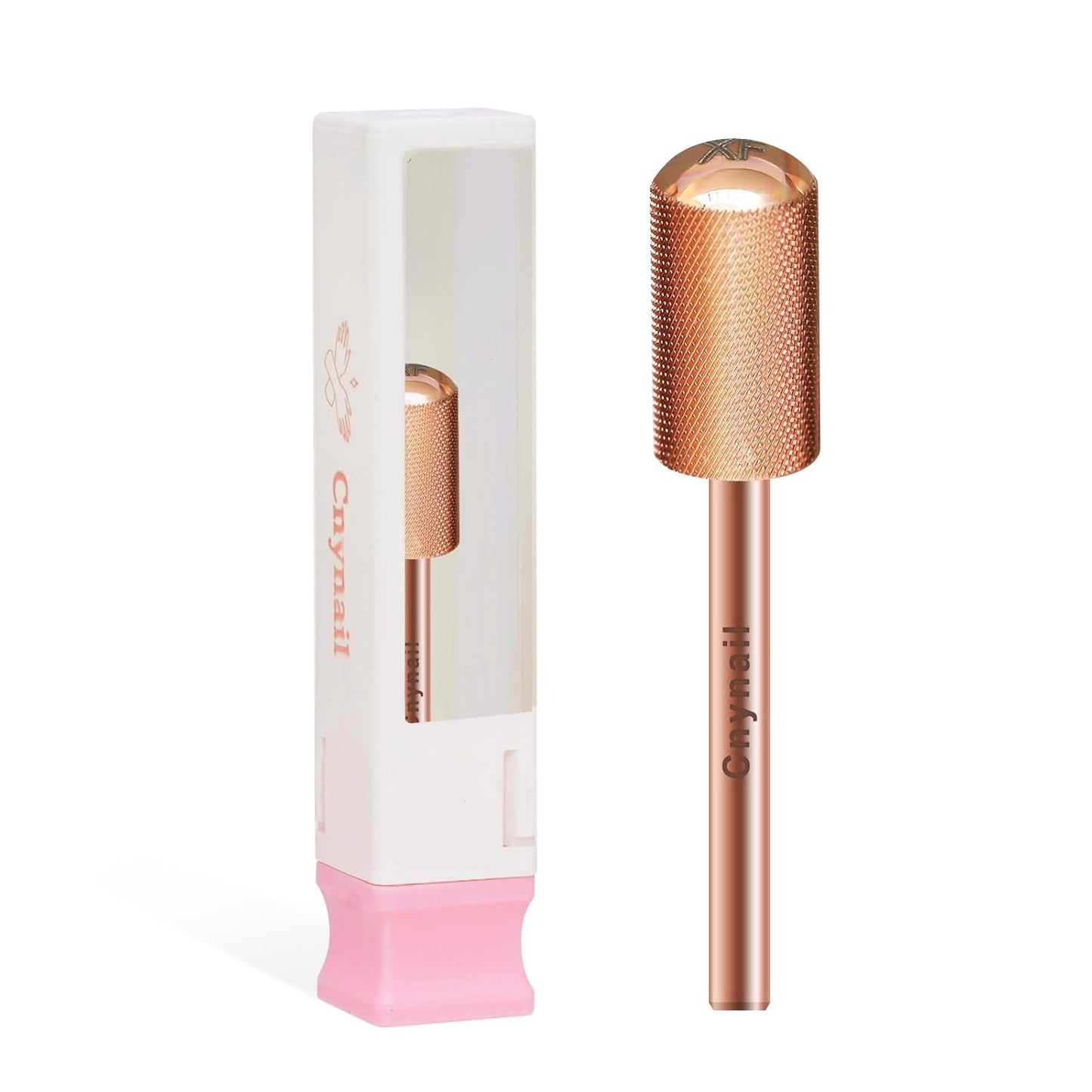 3/32" Large Barrel Smooth Round Top Tungsten Carbide Nail Drill Bit Safety Bit for Gel & Acrylic Removal, 2-Way Rotating Efile Tip, Salon Electric File Accessory (XF Grit, Rose Gold)