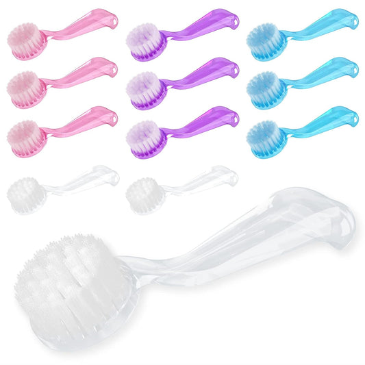 Round Head Nail Brush with Cover, 12 Pieces Fingernail Brush with Handle Grip, Multicolor Nail Brushes for Cleaning, Nail Scrub Brush for Toes and Nails Cleaner Men and Women