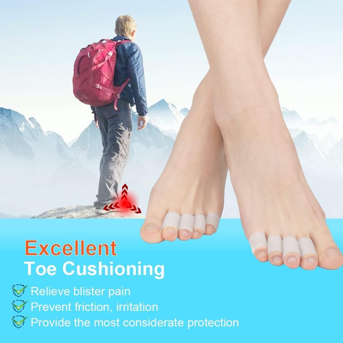 Silicone Toe Protection, 20 Pieces Toe Protection, Toe Tube, for Small Toes and Fingers, Blisters, Calluses, Reduce Rubbing, Relieve Pain.