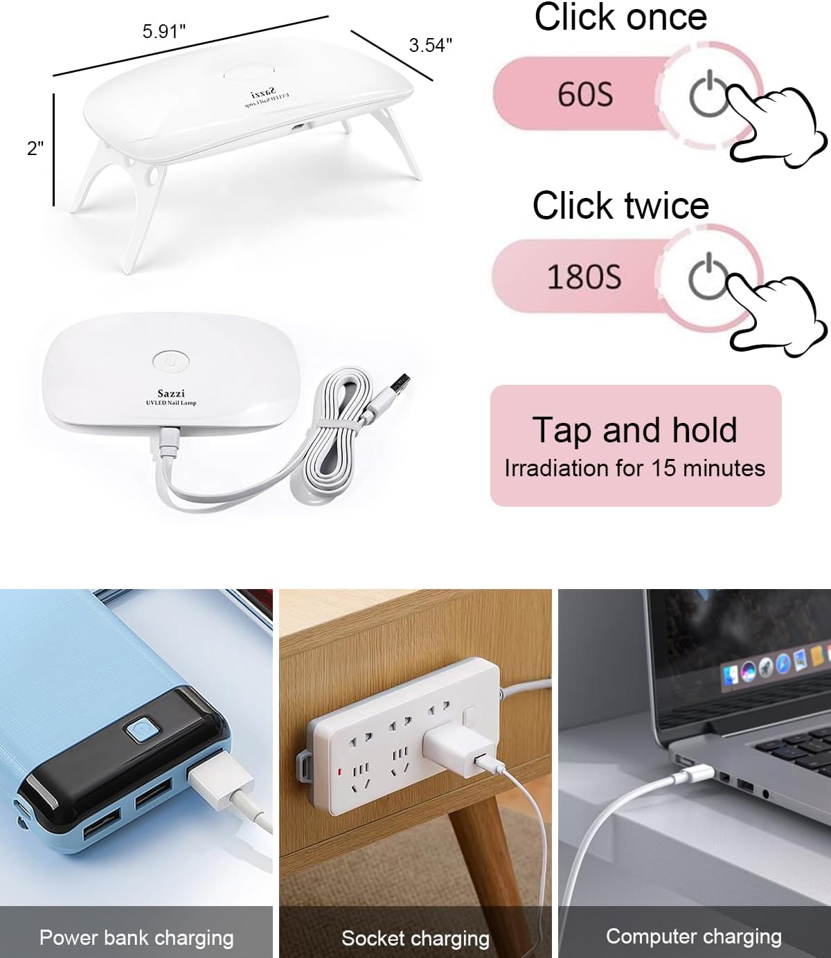 UV LED Nail Lamp UV Light for Gel Nails, Nail Dryer for Gel Polish and Resin, Curing light24W