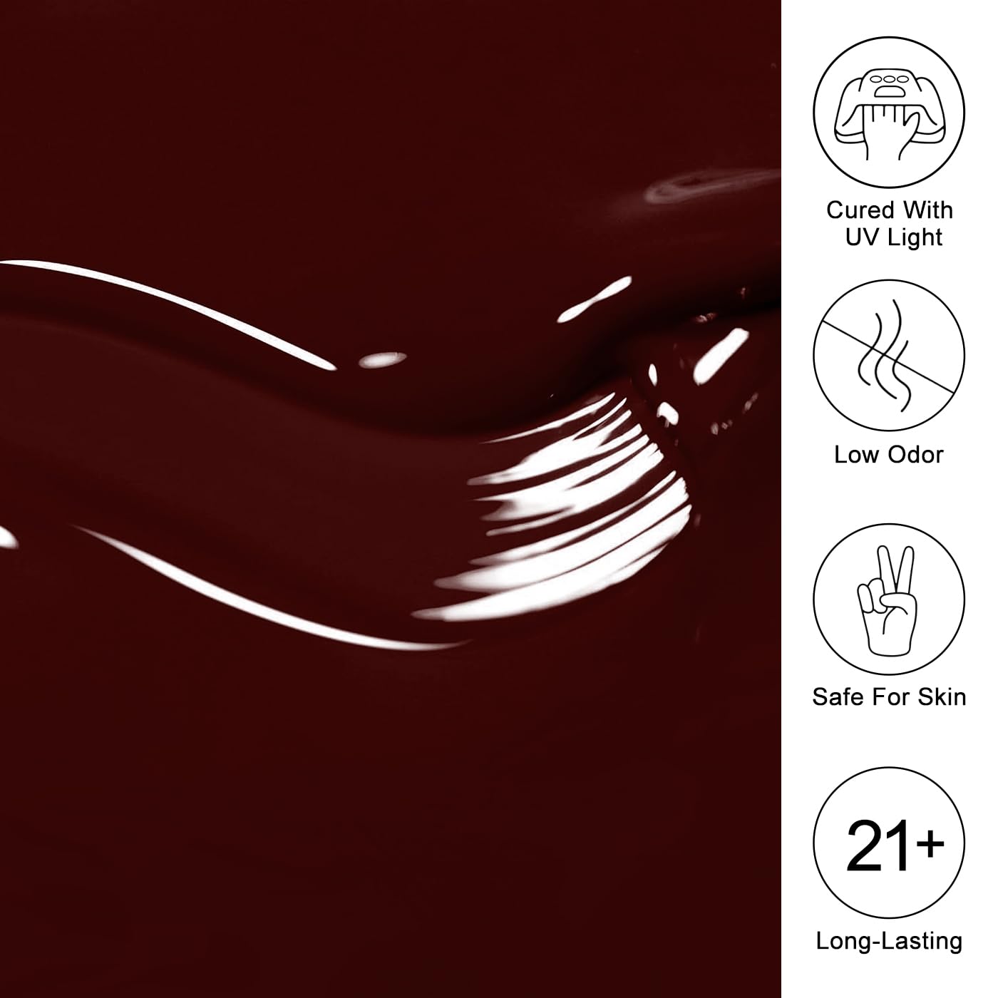 Imtiti Red Gel Nail Polish, Dark Red Gel Polish Autumn Winter Soak Off UV LED High Gloss Art Manicure Salon DIY Design 10ML