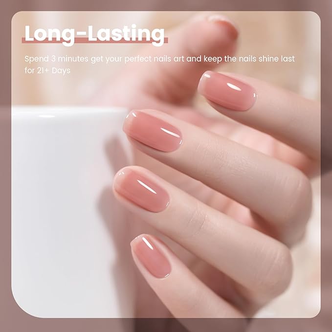 RARJSM Nude Gel Nail Polish Silvery Pink Neutral Skin Tone Sheer Jelly Gel Polish 1PC 15ml Single Bottle Creamy Transparent Pink Nail GelPolish Soak off UV LED Cured for Home Salon DIY Manicure