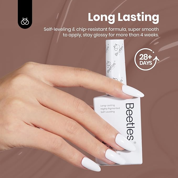 Beetles Fall Winter Gel Nail Polish Set, 6 Colors 15ML Brown Burgundy Black White Red Nude Hema-Free Soft Classics Polish Soak off Uv Led Lamp Nail Art Salon Colorful Bottle Manicure