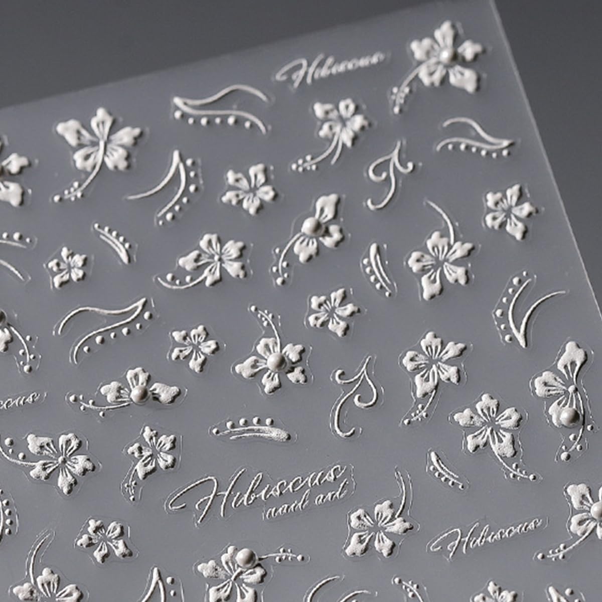 White Flower Nail Art Stickers Decals 5D Embossed Nail Decals Self Adhesive Diamond Flower Nails Stickers Spring Flower Nails Transfer Decals Floral Nails Supplies for Women Nail Art Decorations