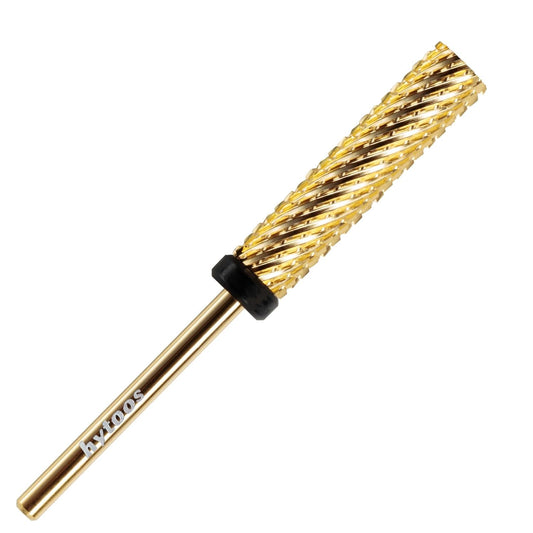 Super Long Nail Drill Bits, 24mm Gold Flat Top Barrel Carbide Nail Bit, 3/32" Two-way Rotate Drill Bits for Nails, Electric Drill Accessories, Remove Acrylic Nail Art Gel, XC
