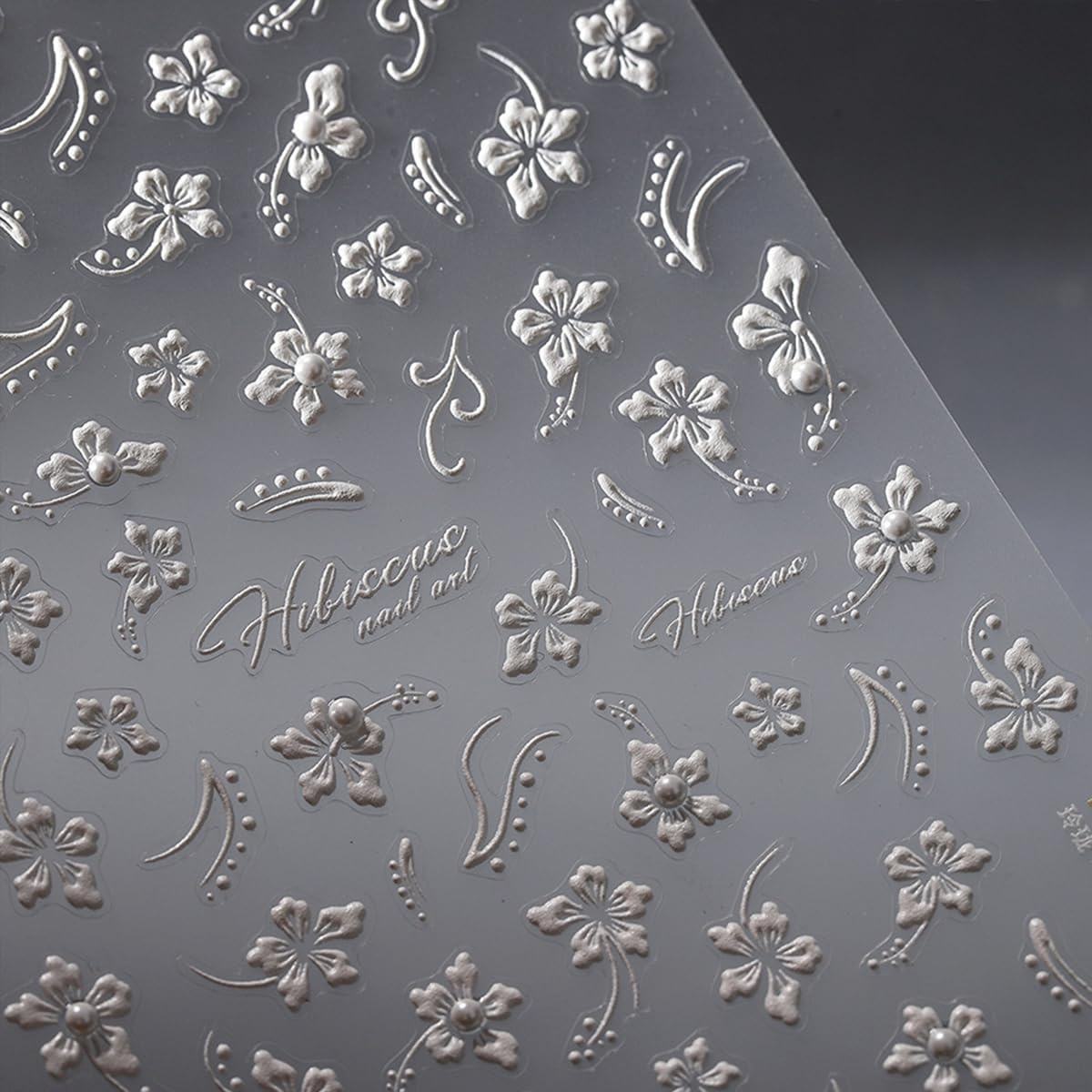 White Flower Nail Art Stickers Decals 5D Embossed Nail Decals Self Adhesive Diamond Flower Nails Stickers Spring Flower Nails Transfer Decals Floral Nails Supplies for Women Nail Art Decorations