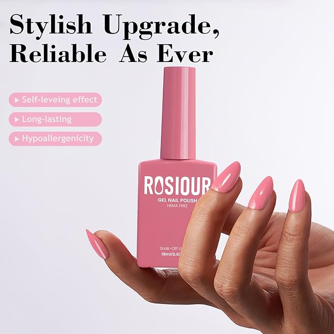 HEMA-Free Pink Gel Nail Polish, 18 ML Pastel Pink Spring Summer Color Gel Polish for Women Girls Gift, Soak Off High Gloss Professional Gel for Nail Art Salon & Home DIY Manicure