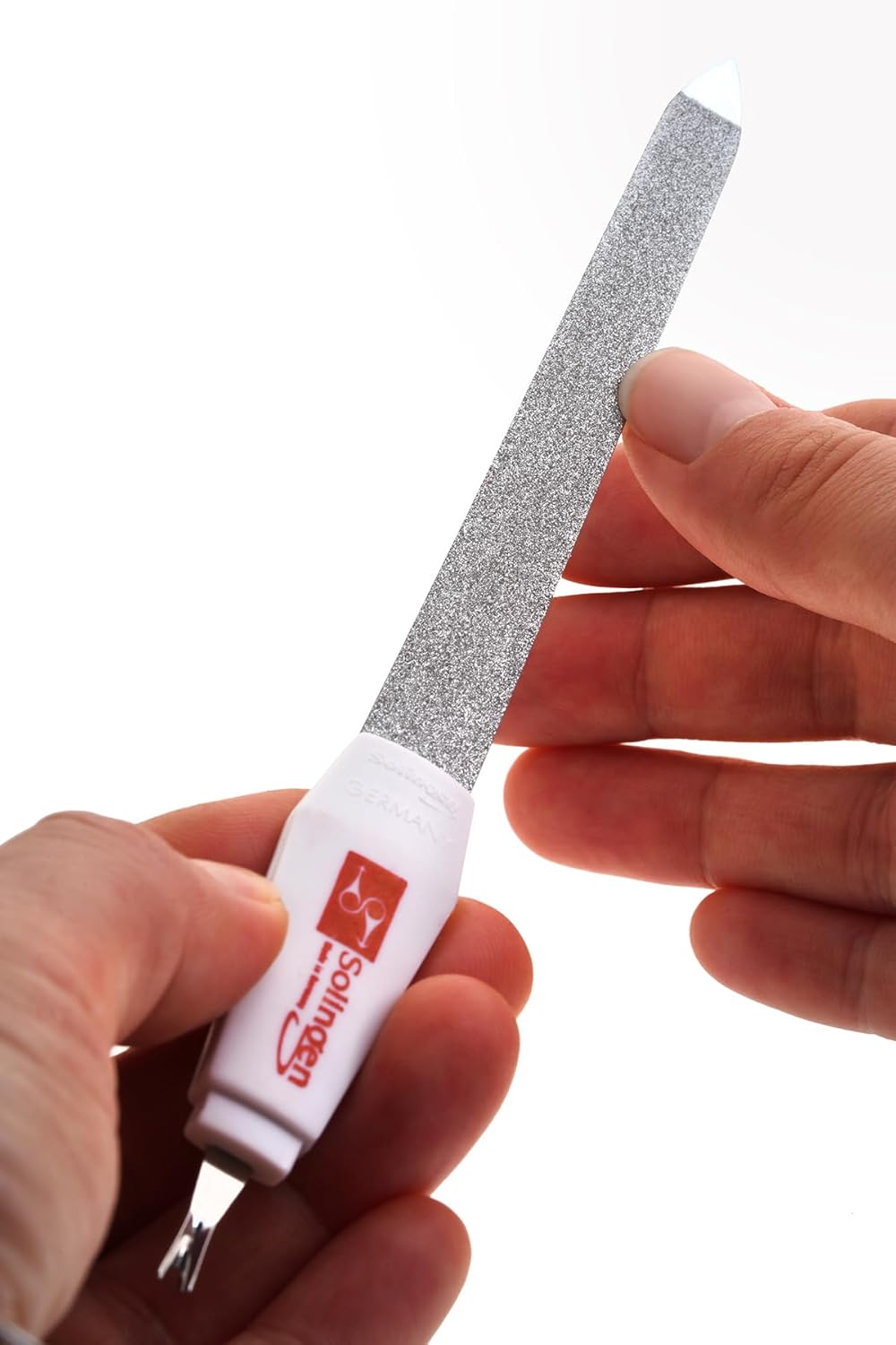 Solingen Germany 2-in-1 Nail File & Cuticle Trimmer | Stainless Steel Sapphire Fingernail & Toenail File for Manicure & Pedicure | Durable Professional Tool